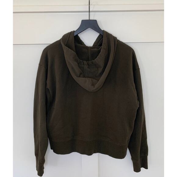 M. M. Lafleur Full Zip Hoodie in Army Green Small Knit Pockets Cotton Outdoor - Picture 2 of 3